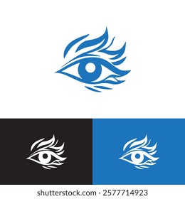 Modern Minimalist Fire Eye Logo Design Vector Illustration