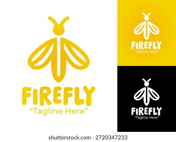 Un moderno diseño minimalista del logotipo de la luciérnaga creado para temas de insectos, marcas de naturaleza e identidades visuales brillantes.