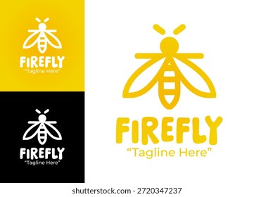 Un moderno logotipo minimalista de luciérnaga diseñado para marcas centradas en la naturaleza e identidad de estilo de vida al aire libre.
