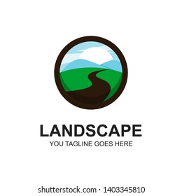 MODERN MINIMALIST FLAT LANDSCAPE LOGO DESIGN TEMPLATE
