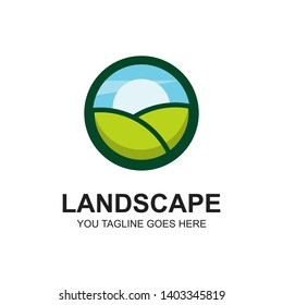 MODERN MINIMALIST FLAT LANDSCAPE LOGO DESIGN TEMPLATE