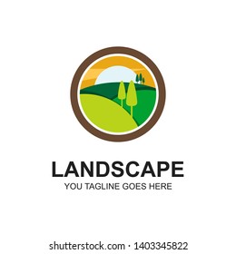 MODERN MINIMALIST FLAT LANDSCAPE LOGO DESIGN TEMPLATE
