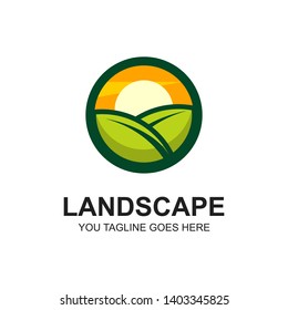 MODERN MINIMALIST FLAT LANDSCAPE LOGO DESIGN TEMPLATE