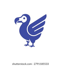 Modern and minimalist flat vector illustration of an extinct dodo bird, perfect for museum logos, nature conservation, or creative branding.