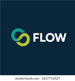 Modern Minimalist Flow Logo with Teal and Lime Green Elements