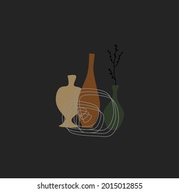 Modern minimalist flower pot abstract aesthetic illustration