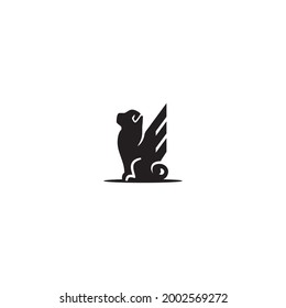 modern minimalist flying dog logo design