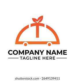 Modern and Minimalist Food Delivery Service Logo Design with a Symbolic Tray and Leaf Accent for Freshness