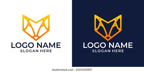 Modern minimalist fox head outline vector, fox logo design art lines, graphic symbol icon illustration.
