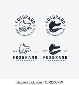 Modern Minimalist Fox Leaf tail logo design in simple line art abstract vector illustration.
