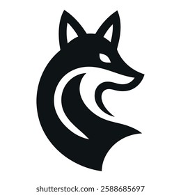 Modern Minimalist Fox Logo Vector – Sleek Black and White Fox Illustration for Branding, Digital Design, and Tattoos