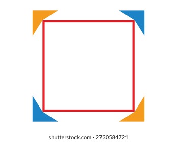 Modern minimalist frame design featuring thin red outline with detached geometric shapes for creative content layout