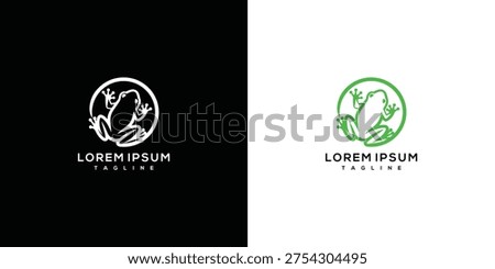 Modern Minimalist Frog Logo Design Template - Stylized Amphibian Emblem Icon.
