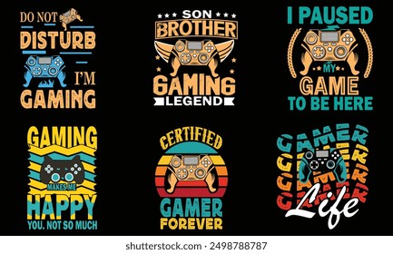 modern minimalist gaming retro vintage t shirt design collection 