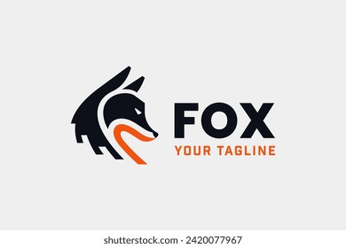 modern, minimalist, geometric fox logo design