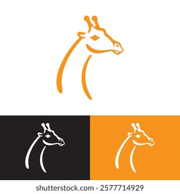 Modern Minimalist Giraffe Head Logo Design Vector Illustration