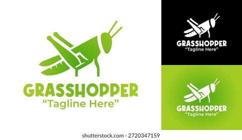 A modern minimalist grasshopper logo created for agriculture-related brands and rural identity projects.