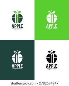 A modern minimalist green apple logo in light and dark green geometric style crafted for fresh branding and healthy business identity use