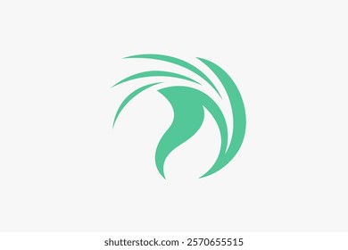 Modern minimalist green leaf logo 