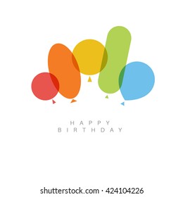 Modern minimalist Happy birthday card illustration  with balloons.