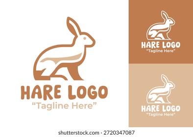 A modern minimalist hare logo designed for wildlife branding, nature projects, and clean animal identity systems.