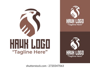 Un moderno logotipo minimalista de halcón creado para la marca enfocada en la naturaleza, proyectos de conservación e identidad animal limpia.