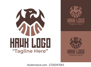 Un moderno logotipo minimalista de halcón diseñado para marcas de vida silvestre, negocios al aire libre e identidad visual de depredadores nítidos.