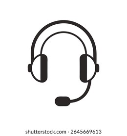 Modern Minimalist Headset Icon: Customer Support, Helpline, Technical Assistance, Online Service