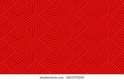 Modern and minimalist heart pattern background with red heart lines. Printable vector container background for Valentine's Day.