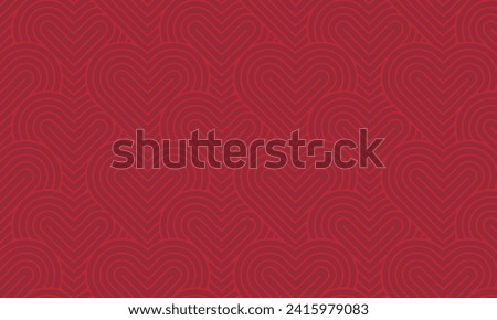 Modern and minimalist heart pattern background with dark red heart lines. Printable vector container background for Valentine's Day.