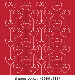 Padrão cardíaco moderno e minimalista. Plano de fundo de padrão de vetor de linha romântica com corações para o casamento, dia dos namorados, aniversário. Padrão para cartões-postais, papéis de parede, papel de embrulho.