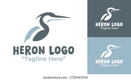 Un moderno logotipo minimalista de garza diseñado para marcas de vida silvestre, proyectos de naturaleza y una identidad visual de animales tranquilos.