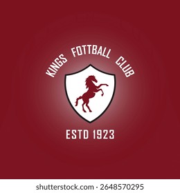 Modern Minimalist Horse Shield Football Logo  Vector Graphic