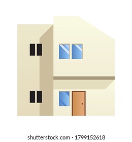 Modernes minimalistisches Gebäude, Vektorgrafik. Bausymbol einzeln auf weißem Hintergrund