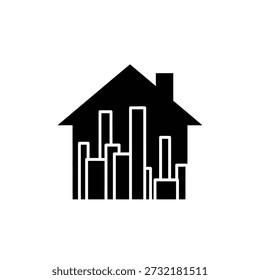 Modern minimalist house flat design vector illustration black and white scalable graphic