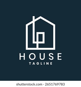 Modern minimalist house logo with abstract line design, real estate brand identity icon