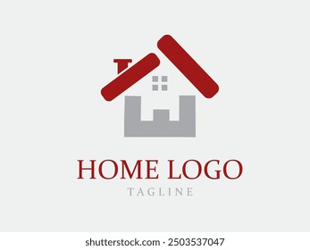Un logotipo de casa moderno y minimalista con una silueta estilizada de una casa con un techo inclinado. Las líneas limpias y el diseño simple transmiten una sensación de estabilidad y comodidad.