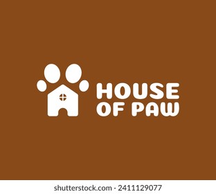 Modern and minimalist house of paw logo design.