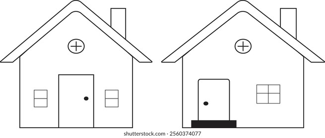 Modern Minimalist House Vector Illustration with Sleek Architectural Design and Lush Landscaping for Real Estate and Digital Projects.