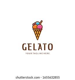 Modern minimalist Ice cream color smooth logo design vector icon gold color