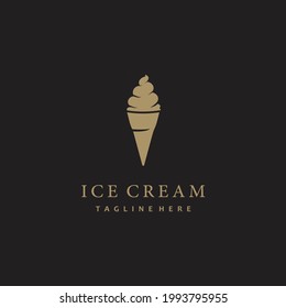 Modern minimalist ice cream logo design vector icon gold color	