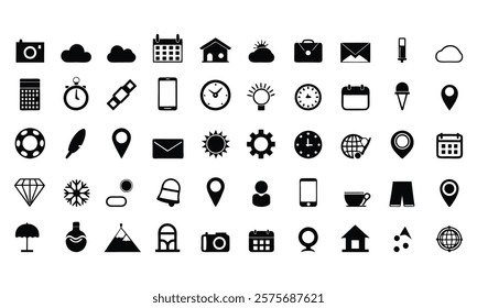 Modern Minimalist Icon Collection related communication icons, health icons, lifestyle etc. with Simple Shapes