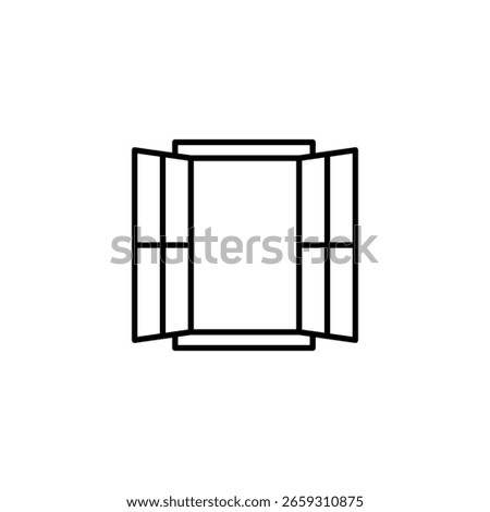 Modern Minimalist Icon Of An Open Window In White Transparent Style