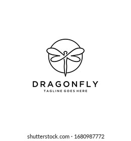 Modern minimalist illustration insect Dragonfly logo design with line art style