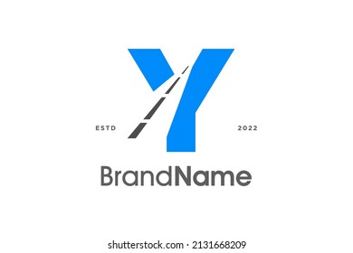 Modern and minimalist illustration logo design initial Y combine with road.