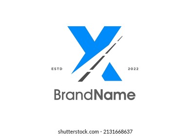 Modern and minimalist illustration logo design initial X combine with road.