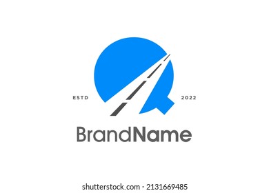 Modern and minimalist illustration logo design initial Q combine with road.