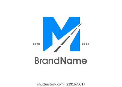 Modern and minimalist illustration logo design initial M combine with road.