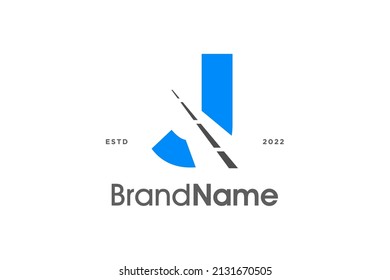 Modern and minimalist illustration logo design initial J combine with road.
