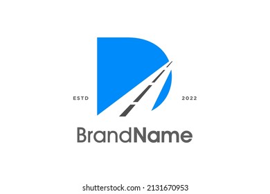 Modern and minimalist illustration logo design initial D combine with road.